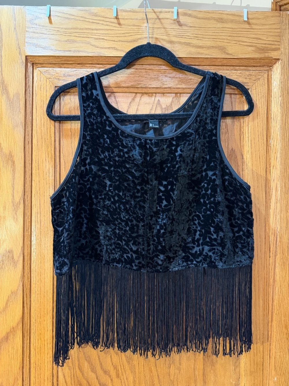 Forever 21 Sheer Black Fringe Tank Top